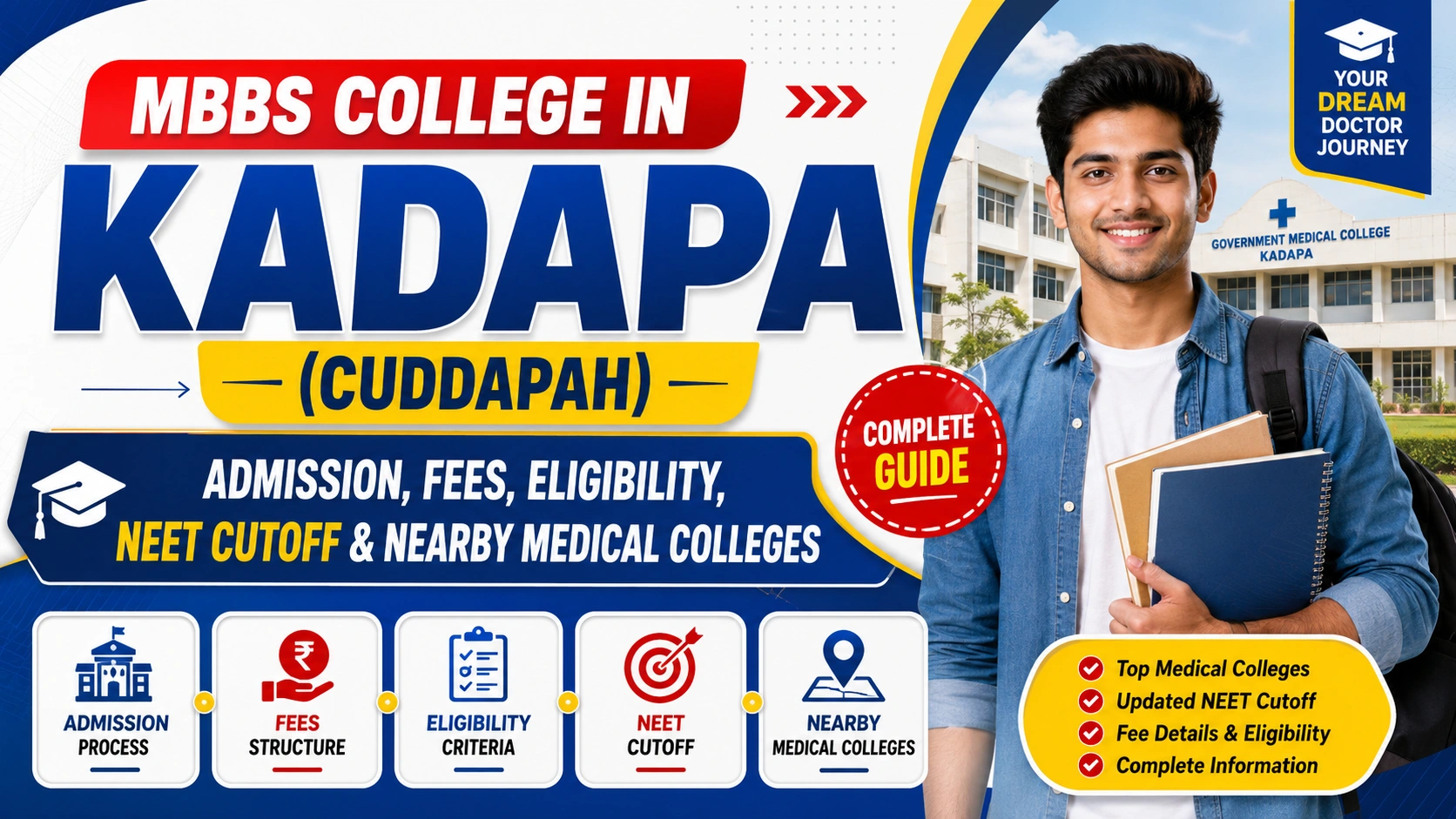 MBBS College in Kadapa (Cuddapah): Admission, Fees, Eligibility, NEET Cutoff &amp; Nearby Medical Colleges